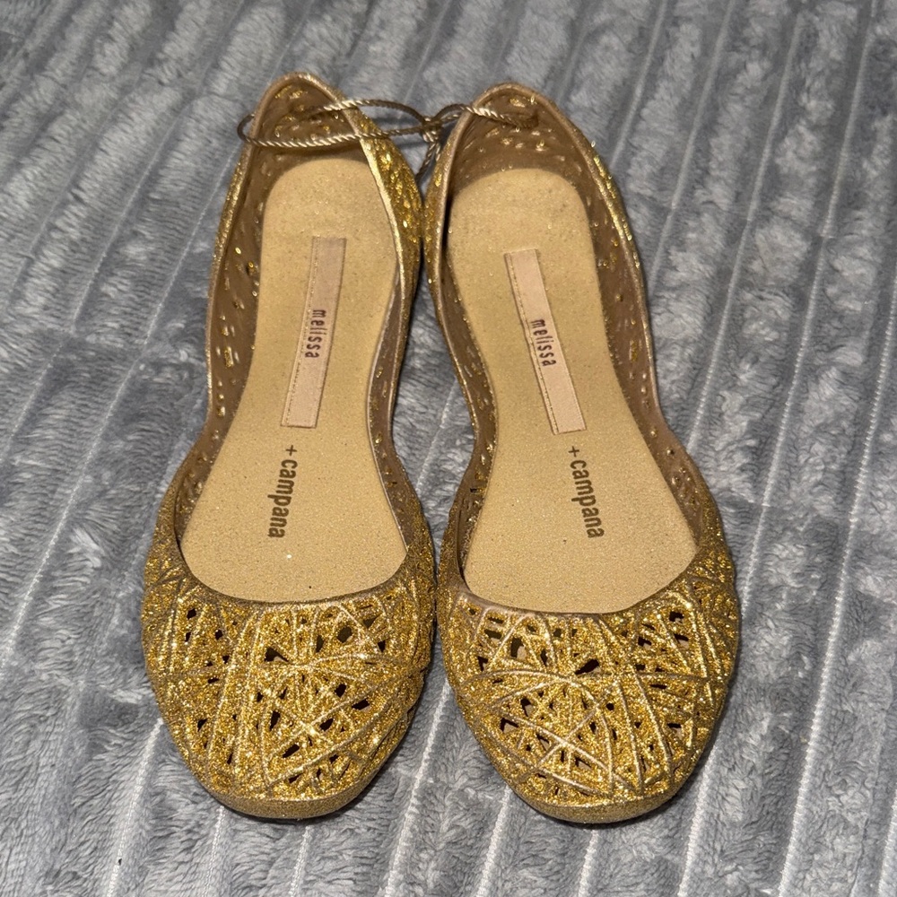 Melissa & Campana Gold Flats